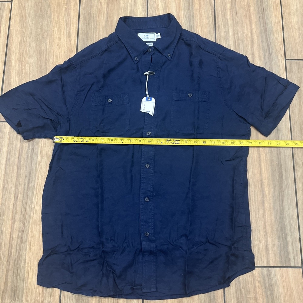 Southern Tide Navy Shirt Mens Medium Lyocel Camouflage - Picture 5 of 8